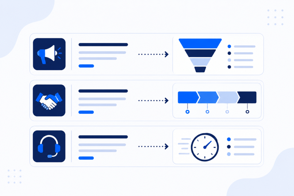 ai roi by department marketing sales support