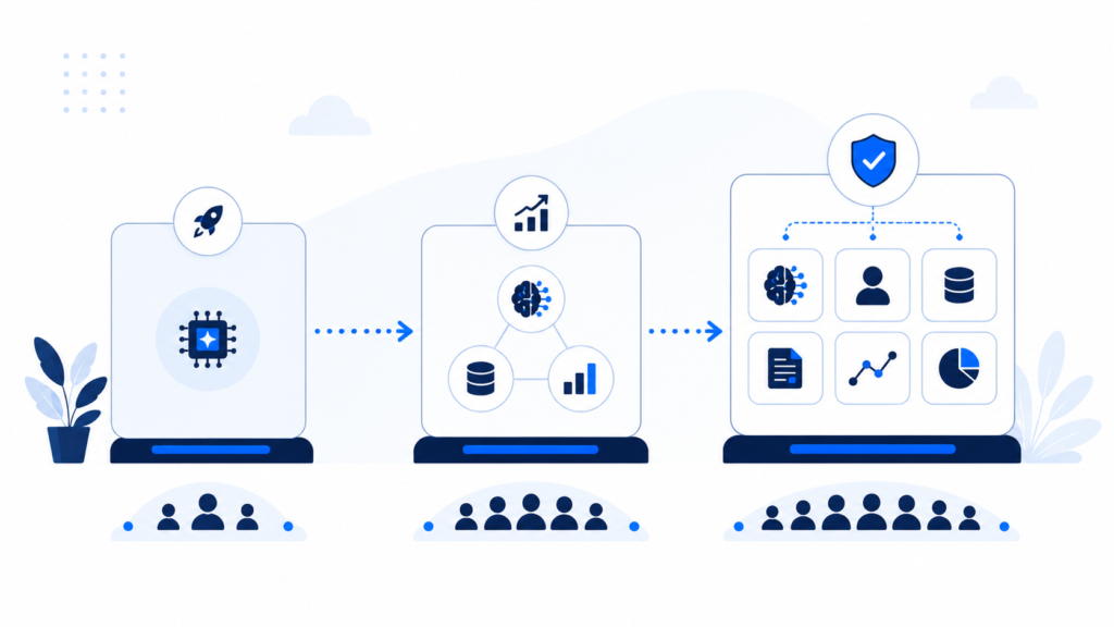 ai stack evolution timeline startup to established